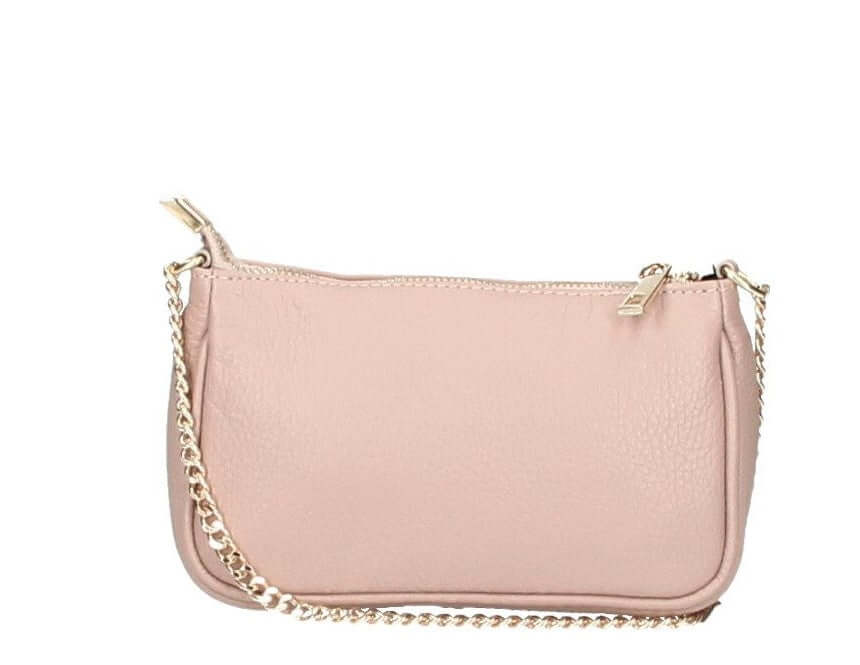 Borsa a tracolla FIORINA in vera pelle rosa con tracolla in catena, made in Italy, perfetta per donna.